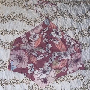 EUC floral halter crop top cute lightweight worn once boho cropped shirt summer